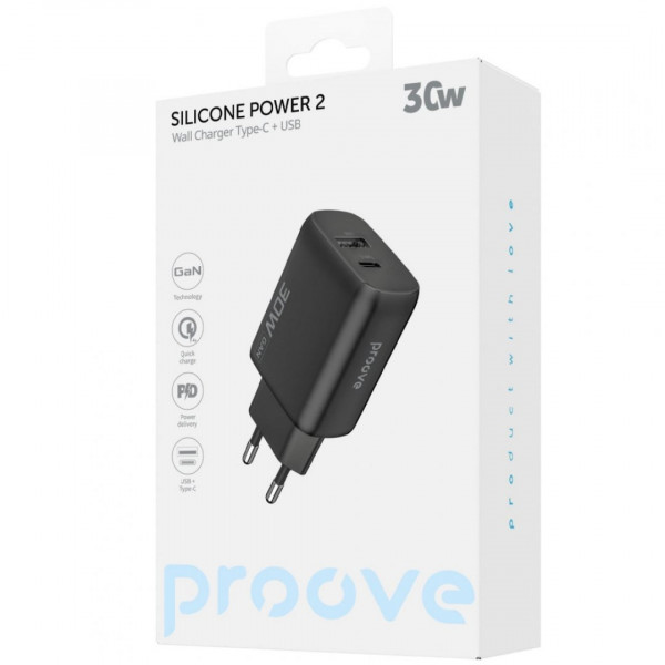 Сетевое зарядное устройство Proove Silicone Power 2 30W (Type-C + USB) White (WCSP23110002)