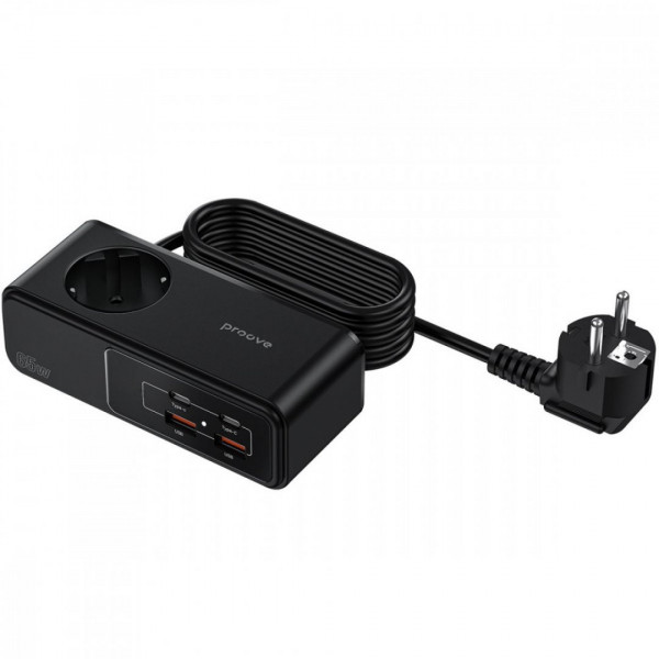 Мережевий фільтр Proove Homester Pro 65W (AC + 2xType-C + 2xUSB) 1.5m Black (PSHP25002201)