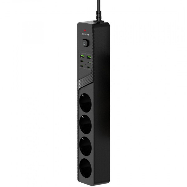 Мережевий фільтр Proove Power Strip P-04C (4 розетки + 2 USB + 4 Type-C) 2М Black (PSPS25002421)