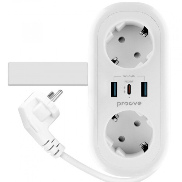 Мережевий фільтр Proove Supercoil 20W (2xAC + Type-C + 2xSB) 1.5m White (PSPS25002102)