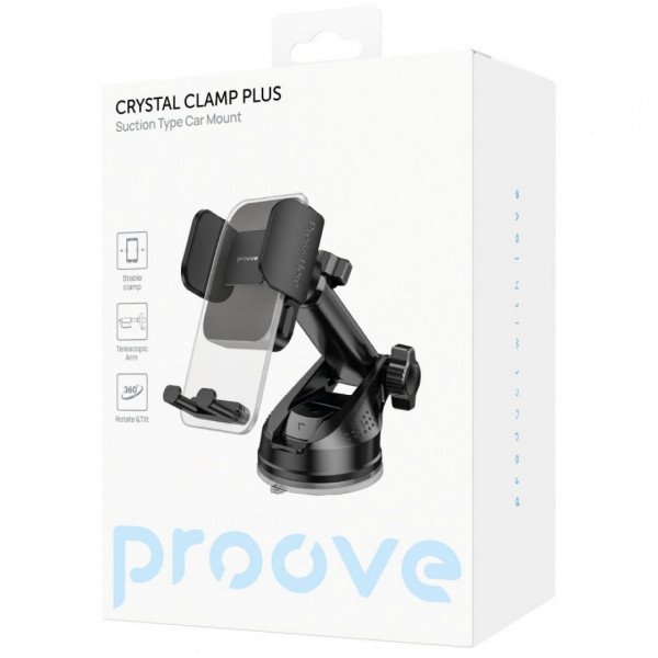 Автомобильный держатель Proove Crystal Clamp Plus Suction Type Car Mount Black (CHCSP0000001)
