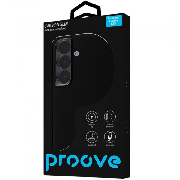 Чехол Proove Carbon Slim with Magnetic Ring для Samsung Galaxy S25 Black (PCCSSGS02502)