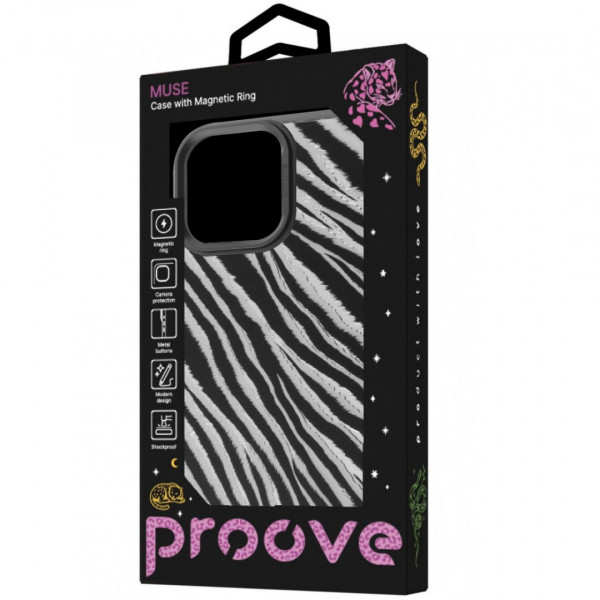 Чохол Proove Muse Animal Case with Magnetic Ring для iPhone 16 Pro Max Zebra (PCMAIP16PMC2)