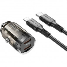 Автомобильное зарядное устройство Borofone BZ29B PD36W + Type-C to Lightning Transparent