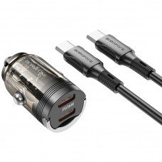 Автомобильное зарядное устройство Borofone BZ29B PD36W + Type-C to Type-C Transparent Black