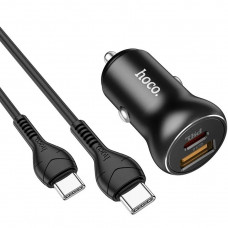 Автомобильное зарядное устройство Hoco NZ5 PD30W QC3.0 + Type-C to Type-C Black