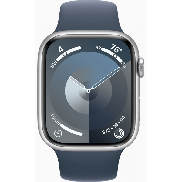 Apple Watch Series 9 GPS 45mm Silver Aluminium with Storm Blue Sport Band S/M (MR9D3)