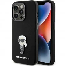 Чохол Karl Lagerfeld Silicone Ikonik Metal Pin для iPhone 15|14|13 Black (KLHCP15SSMHKNPK)