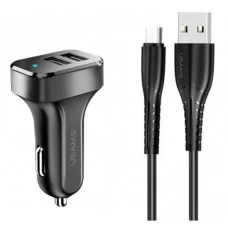 Автомобильное зарядное устройство Usams-NT U35 Micro Charging Cable 1M Black +C13 2.1A Dual USB