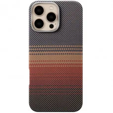 Чохол Carbon Kevlar MagSafe для iPhone 16 Pro Max Sunset Ring Gold